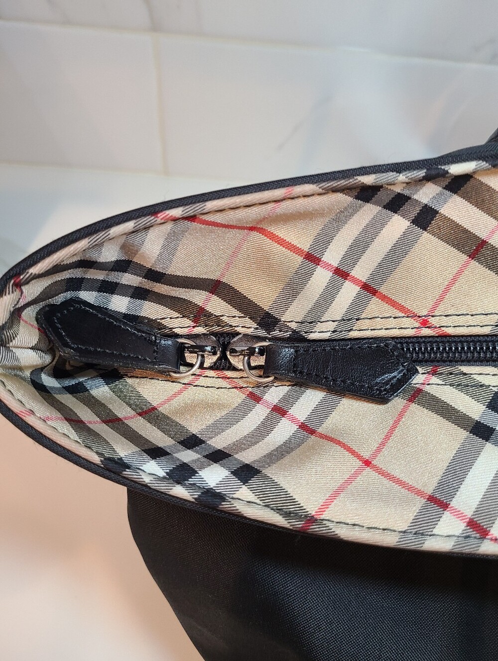 Burberry Blue Label Nova Check Nylon Tote With Leather Handles - Picture 8 of 13